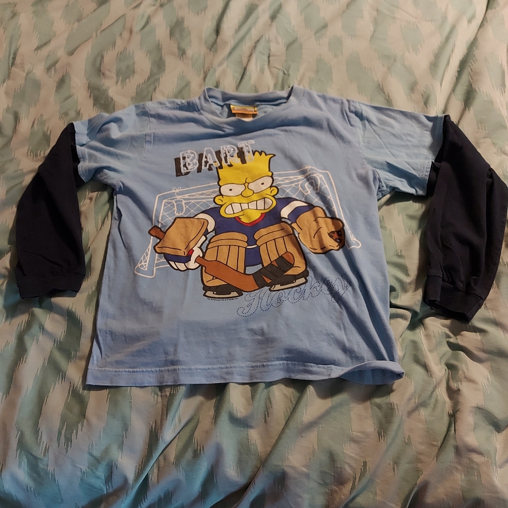 Vintage Rare 2008 Youth Size Large Bart Simpson‎ Hockey Long-Sleeve Shirt